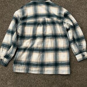 Papaya Sherpa Lined Plaid Shacket Green Cream Size Small